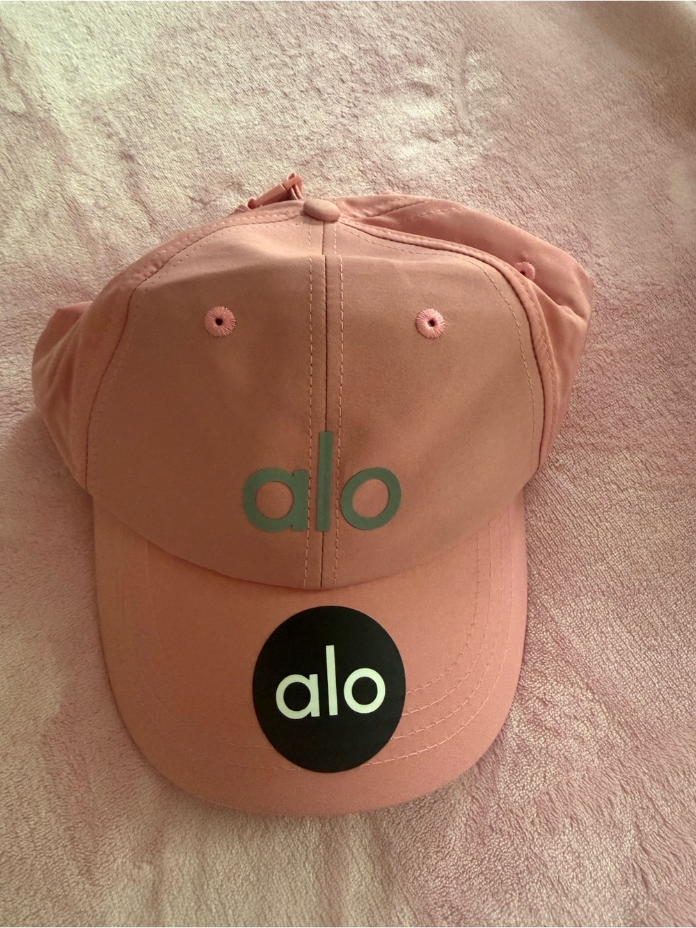 ALO Yoga Pink Baseball Cap with gray logo